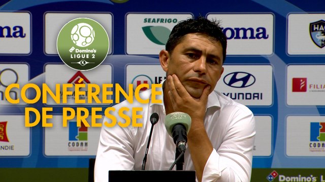 Conférence de presse Havre AC - Grenoble Foot 38 (1-1) : Oswald TANCHOT (HAC) - Philippe HINSCHBERGER (GF38) - 2018/2019