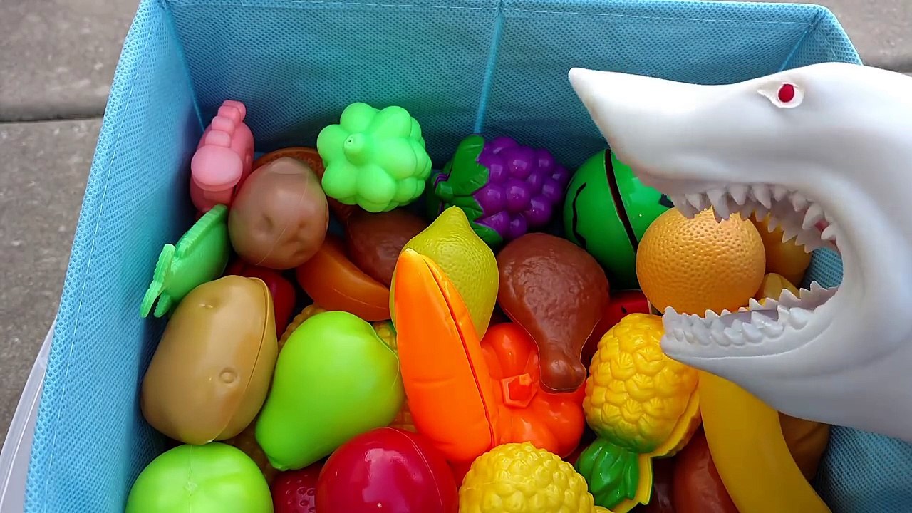 Learn Names of Fruits And Vegetables/ Puppet Shark Eating Fun Learning for children