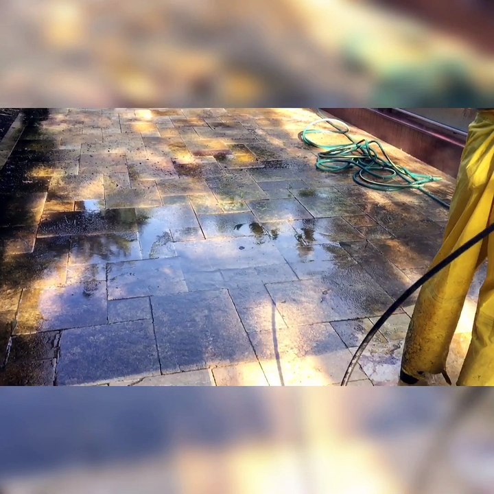 Travertine Patio Cleaning and Sealing | Stony Brook, Long Island | #stonesealing #paversealing