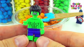 Learn Colors with M&Ms Color Bottles Lego Marvel Super Heroes Spiderman Bathman Ironman H