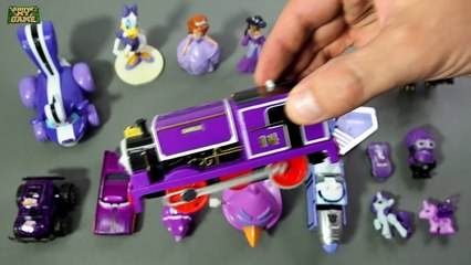 Learning Purple Color for Kids with Street Vehicles Monster Trucks Vroomiz Thomas Minion D