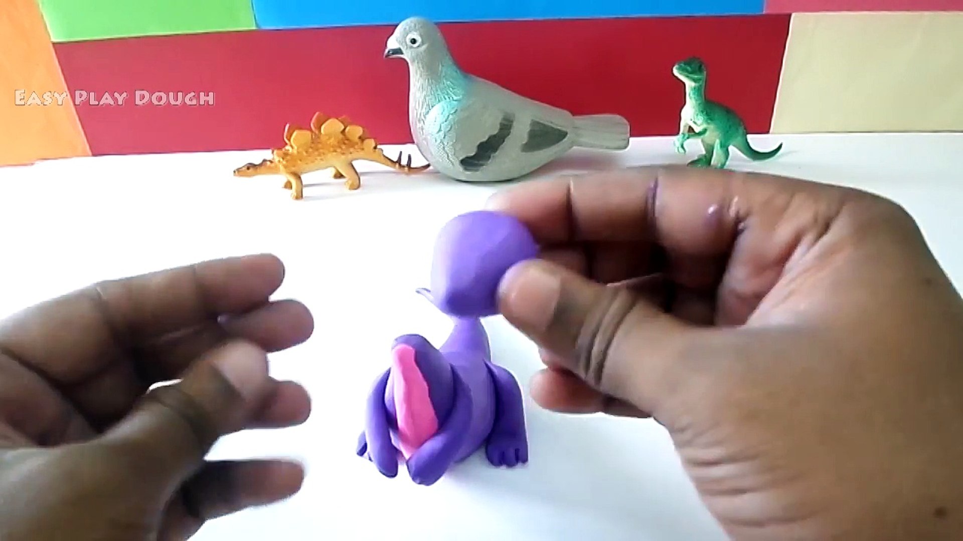 How to Make Cute Cartoon Dinosaur Toy with Egg. DIY Play Doh Clay Dragon