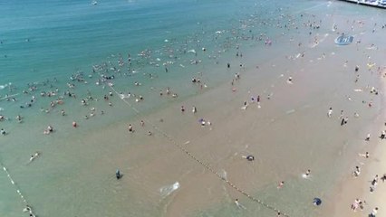 Şile Plajındaki Yoğunluk Havadan Görüntülendi