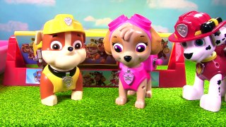 Paw Patrol Skye & Rubble Play Toss Game for Toys Suprises and a SLIME Bath!