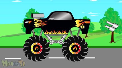 Ironman Monster Truck Vs Black Truck Monster Trucks For Children Kids Video
