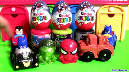 (타요) Tayo Garage with Disney Cars Avengers Spiderman Mashems Batman 디즈니카 어벤져스 깜짝 계란 장난감 스파