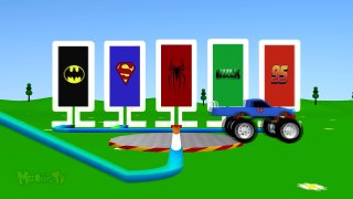 3D Superheroes Monster Trucks Toys Fory Kids Video