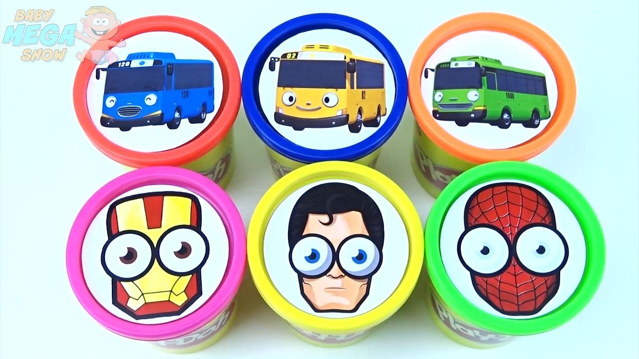 Play Doh clay Сolored Playing in Cups, Inside lie Toys Superheroes Spiderman Ironman Littl