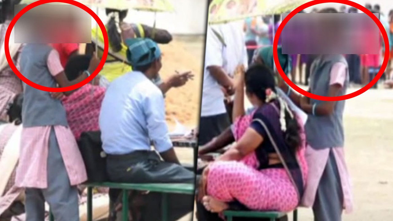 படிக்கும் பிள்ளைகளை உங்களுக்கு குடை பிடிக்க வைக்கலாமா ஆசிரியர்களே!?