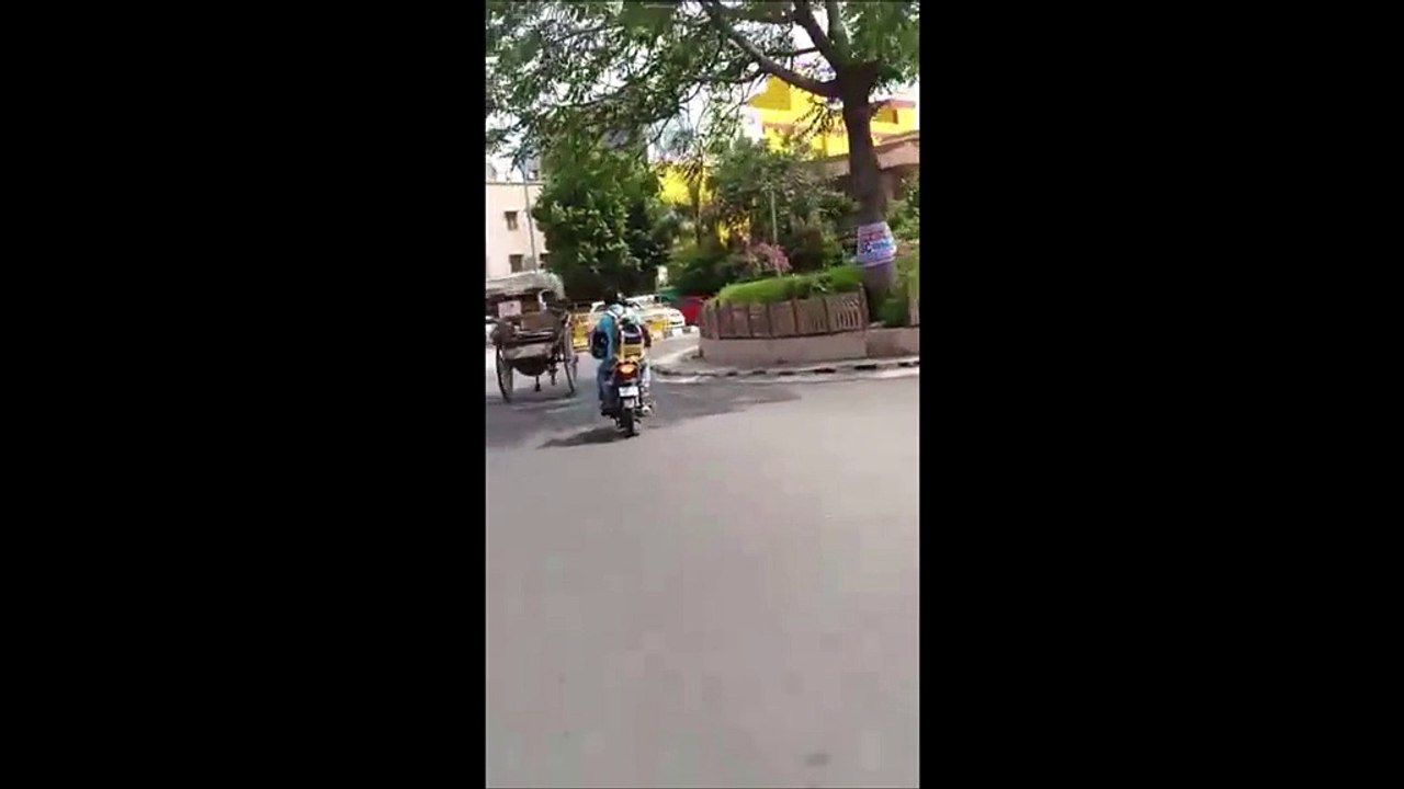 Riderless horse with carriage gallops through busy city