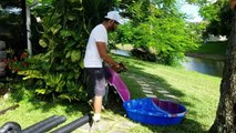 BUILDING POND with DUCK TAPE! To Save Fish!!! (BACKYARD POOL POND DIY)