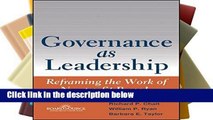Open EBook Governance as Leadership: Reframing the Work of Nonprofit Boards online