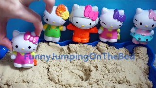 FIVE Hello Kitty Jumping on The Beach Sand World TOP Children Nursery Song Compilation