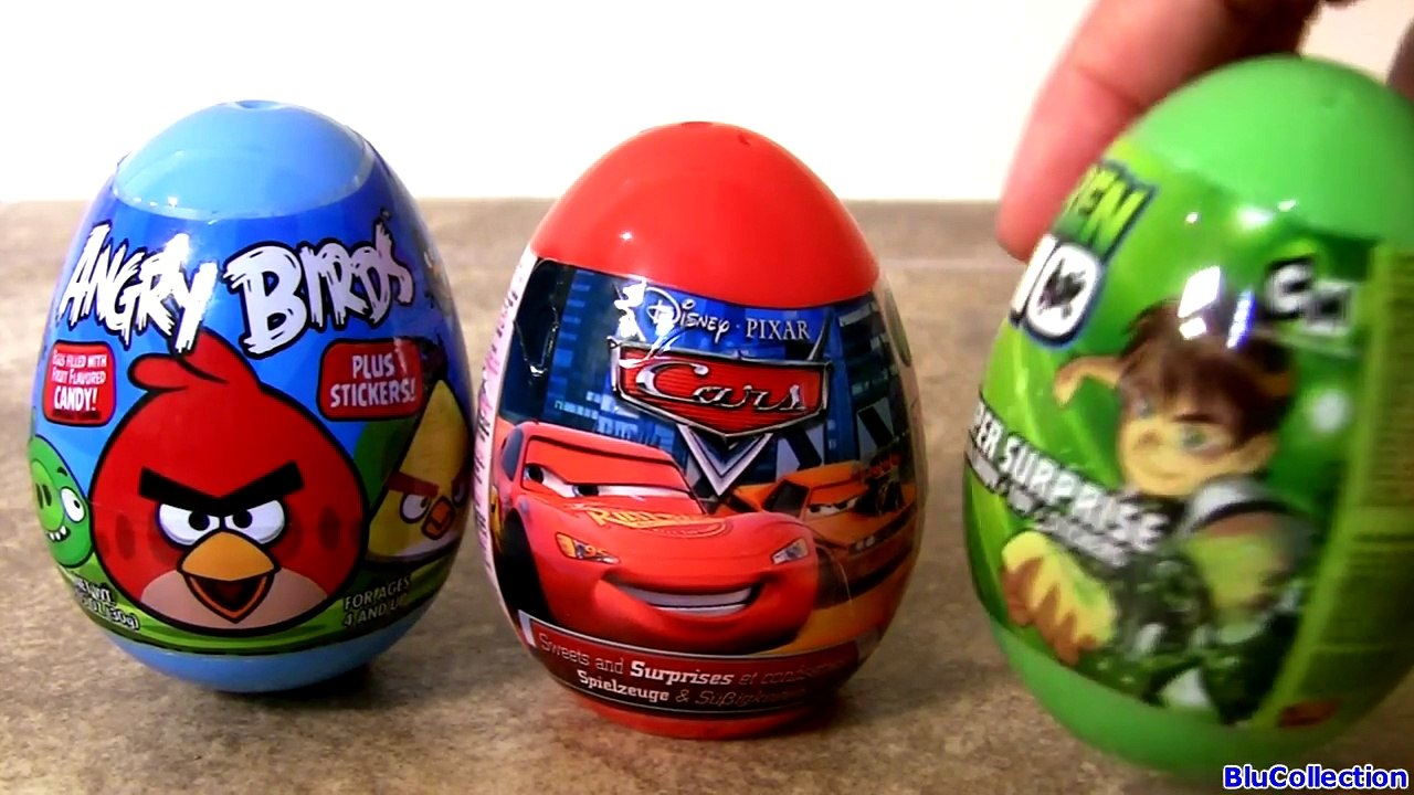 SURPRISE EGGS Angry Birds Ben10 Disney Pixar Cars Unboxing Huevos Sorpresa