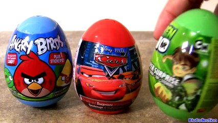 SURPRISE EGGS Angry Birds Ben10 Disney Pixar Cars Unboxing Huevos Sorpresa