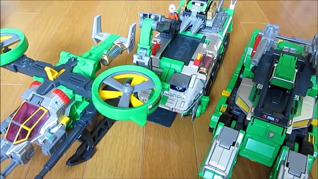 トミカ ハイパーグリーンレンジャー タンカー1号、ジャイロ2号、トレーラー3号で遊ぶ 全機集結カッコいい！！