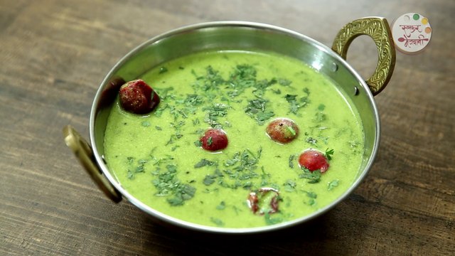 पालक कढी - Palak Kadhi Recipe in Marathi - How To Make Besan Palak Kadhi - Veg Main Course - Archana