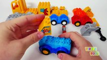 Delivery Truck School Bus Cement Mixer and Tow Truck Building Blocks Toys for Kids