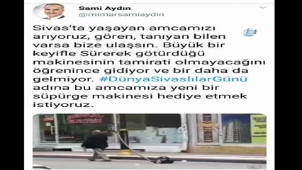 Bozuk elektrikli süpürgesini sürükleyerek götürdü... Tüm Sivas onu arıyor