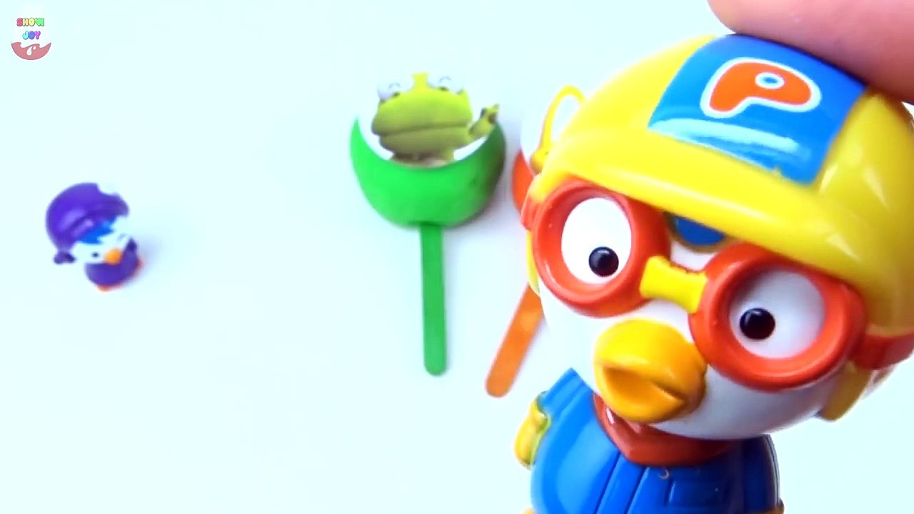 Lollipop Smiley PlayDoh Surprise Eggs Toys Pororo the Little Penguin and Friends Creative