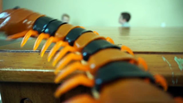 Sinister Centipede Toy Insect Terror! Giant Bug Toy Chases Ethan and Cole.