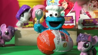 My Little Pony Fashems and Cookie Monster Chef open 4 Disney Princess Kinder Egg Surprises