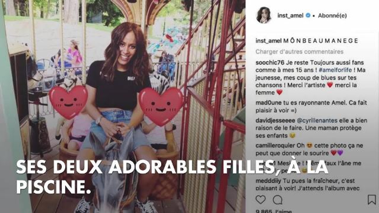 PHOTOS. Amel Bent en vacances : pause piscine avec ses deux petites filles