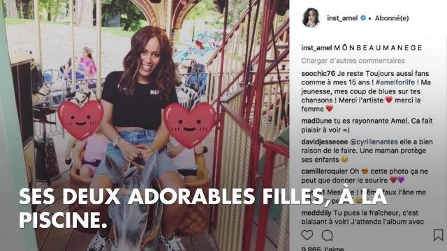 PHOTOS. Amel Bent en vacances : pause piscine avec ses deux petites filles