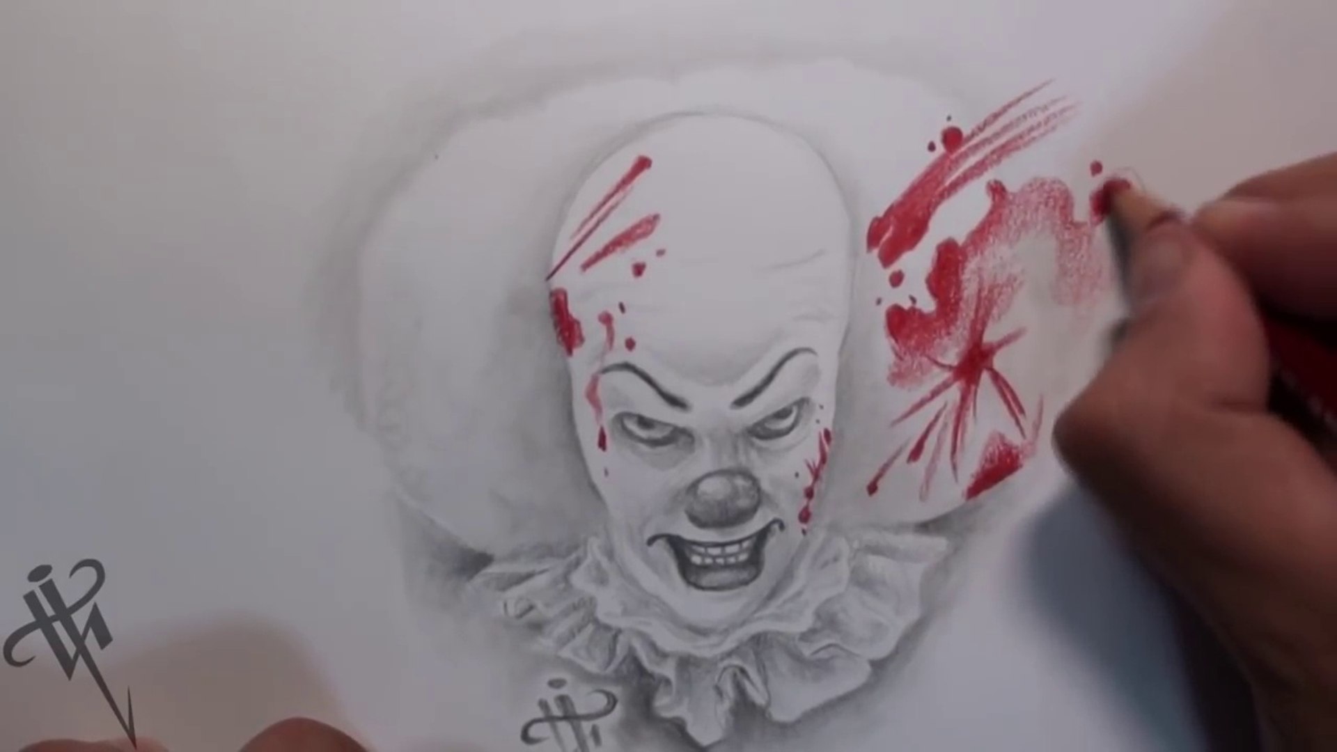 Dibujando al payaso PENNYWISE IT (ESO) - Drawing PENNYWISE clown IT  halloween - Nosfe Ink Tattoo - video Dailymotion