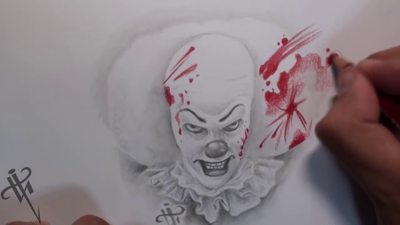Dibujando al payaso PENNYWISE IT (ESO) - Drawing  PENNYWISE clown  IT halloween - Nosfe Ink Tattoo