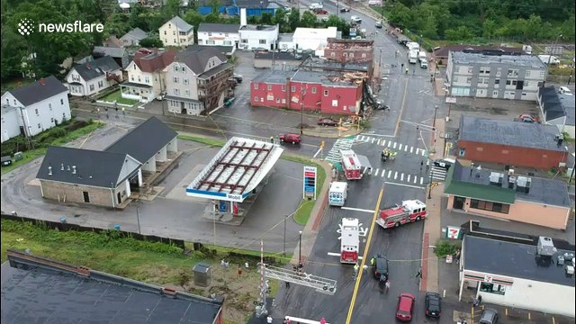 Aerial footage captures aftermath of tornado in Webster, Massachusetts