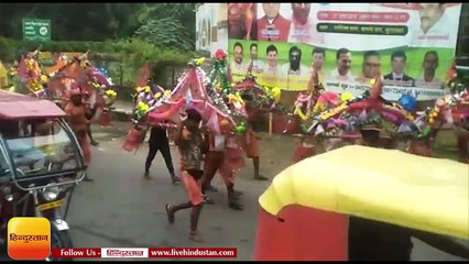 मुरादाबाद में शिवभक्तों के बेड़ों के आने से जाम की चपेट में रहा दिल्ली रोड