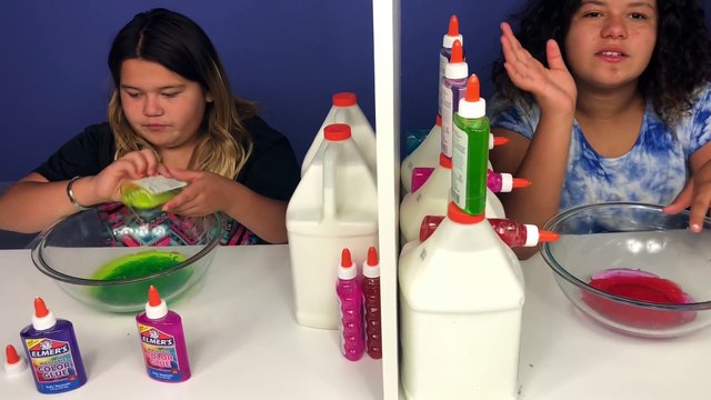 Twin Telepathy Slime Challenge! 3 Colors of Glue Slime Challenge Slime Challenge Edition!