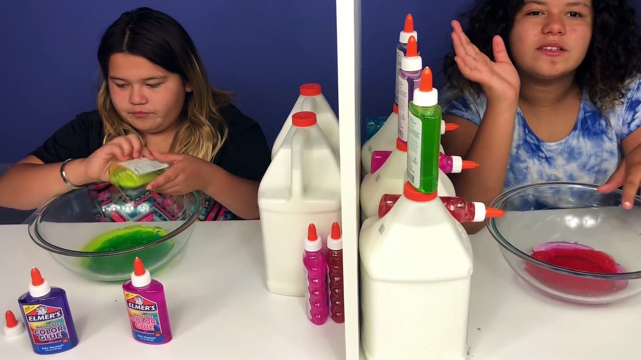 Twin Telepathy Slime Challenge! 3 Colors of Glue Slime Challenge Slime Challenge Edition!