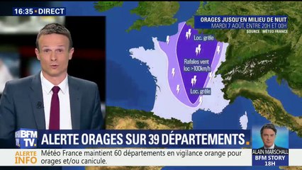 39 départements placés en alerte orages