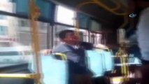 Küçük çocuğa otobüste kemerli dayak kamerada