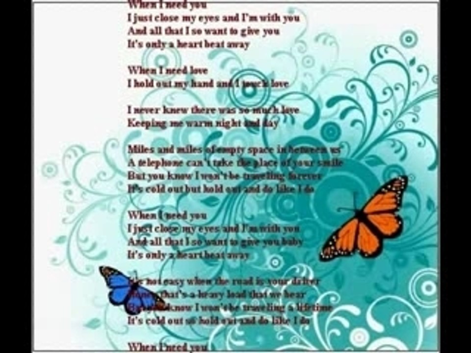 Leo sayer:When I Need You by butterfly