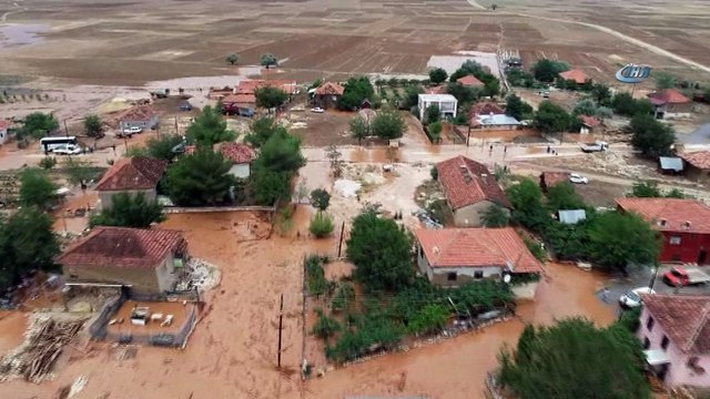 Elmalı'da ikinci sel: Sel bölgesi havadan görüntülendi...Hayvanlar telef oldu, evler su altında kaldı