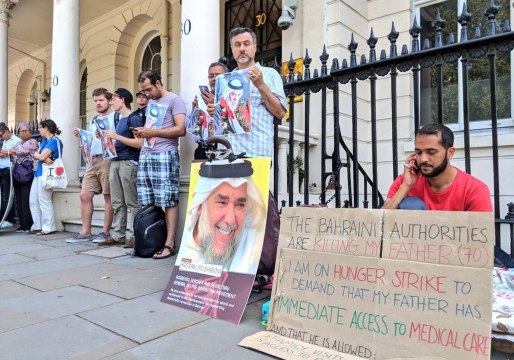 Son of Jailed Bahraini Opposition Leader Stages Hunger Strike Outside Embassy in London