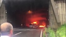 Nefise Akçelik Tüneli'nde araç yangını - ORDU