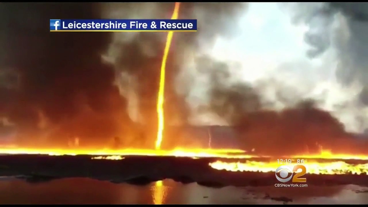 Huge 'firenado' erupts in British midlands