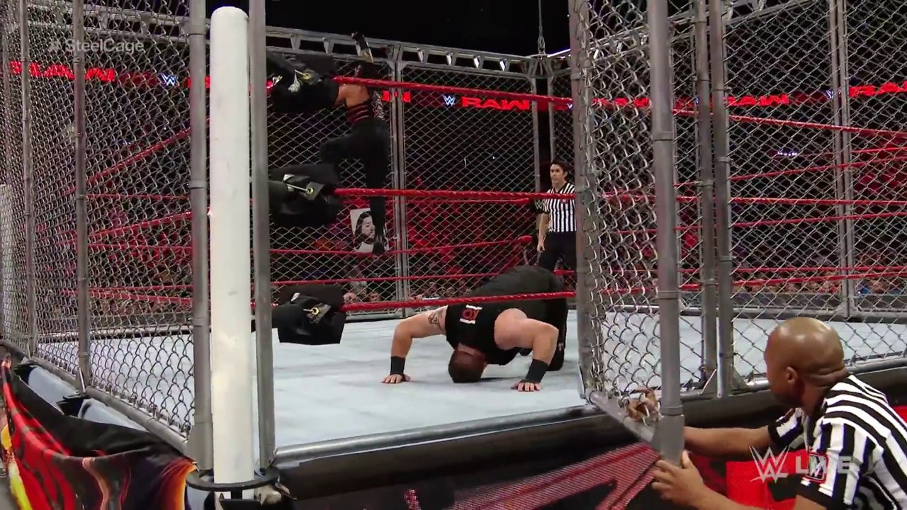 Roman Reigns VS Kevin Owens Fantastic Steel Cage Match  WWE Raw