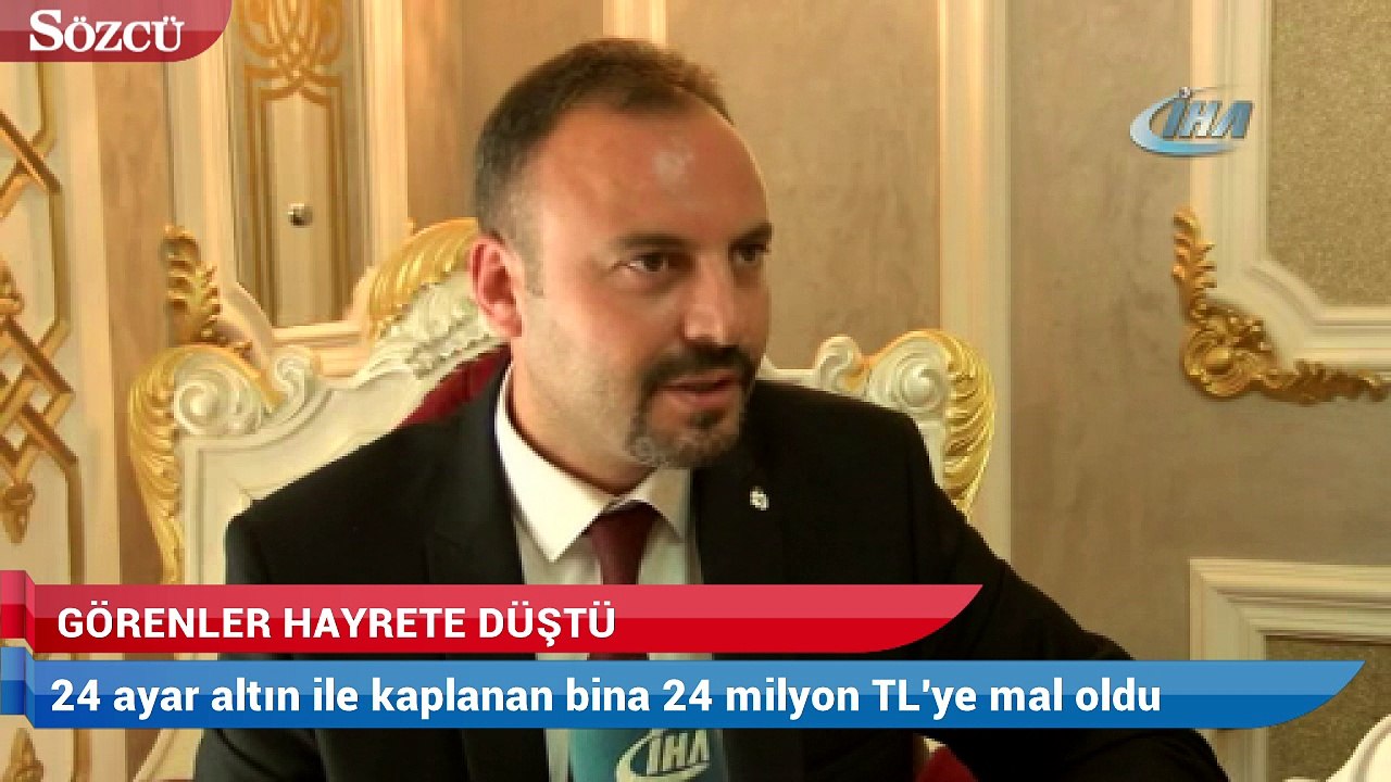 Görenleri hayrete düşüren altın kaplamalı apartman