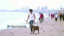 Paltan Actor Gurmeet Choudhary Takes His Dog Out For a Walk at Juhu Beach