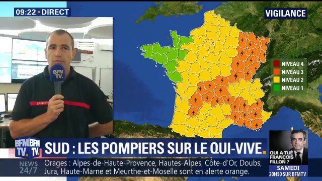Orages: Le risque, c'est la montée rapide de l'eau , alertent les sapeurs-pompiers du Sud-Est