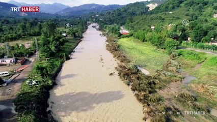 Cevizdere Köprüsü sel sonrası havadan görüntülendi