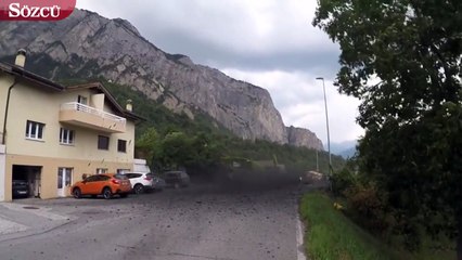 İsviçre'de çamur kütlesi yanardağ gibi patladı
