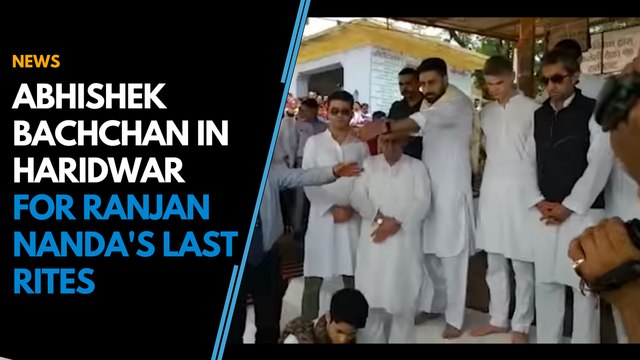 Abhishek Bachchan in Haridwar for Rajan Nanda's last rites