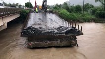 Ünye'de yıkılan köprüde onarım çalışması (2) - ORDU