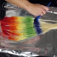 She loves rainbows  Faux rainbow braids! By:  harity.grace